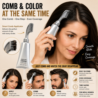 🔥 50% OFF TODAY |🪮 Gray Hair Cover Up Comb – No-Mess Instant Hair Color Touch-Up Tool