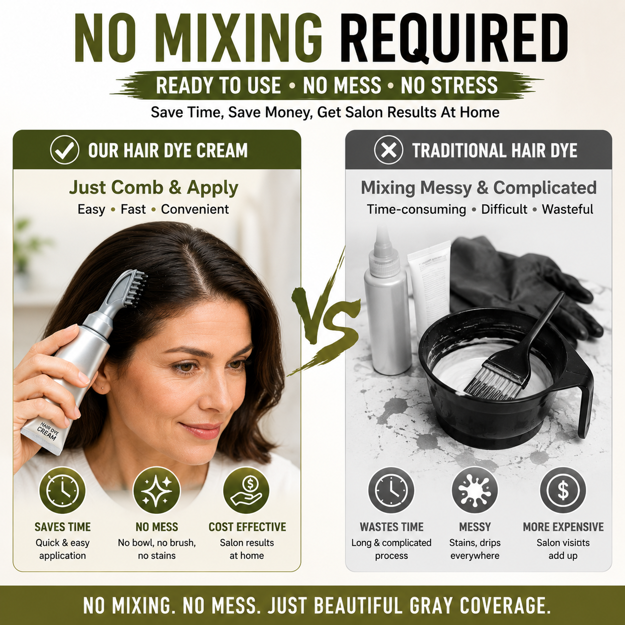 Hair dye comb compared with traditional mixing bowl hair dye