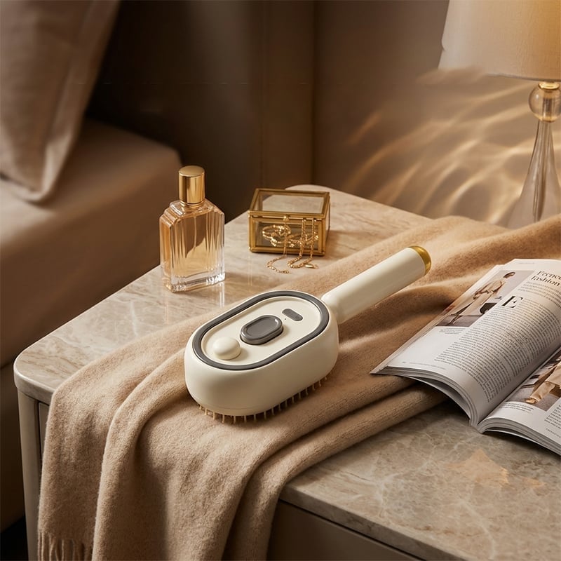 Portable electric comb on a vanity table
